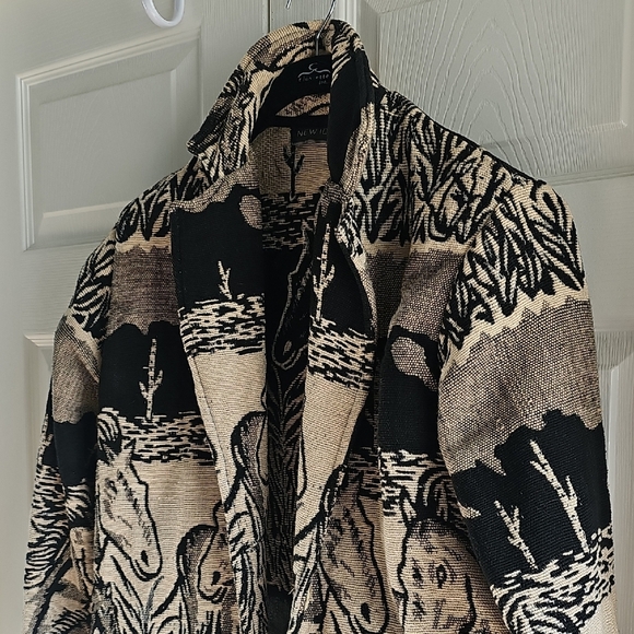 Vintage New Identity Women's Equestrian Thick Cotton Tapestry Jacket Small - Picture 4 of 16
